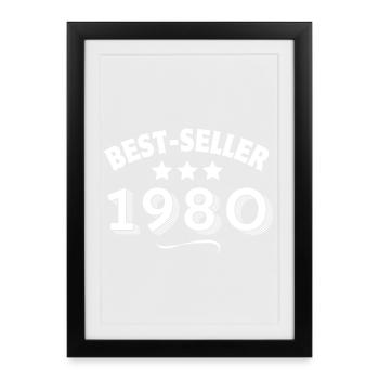 1980, year of birth, 45 years old - Framed poster (27 × 37 cm) - black - Front