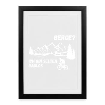 Mountains? No problem for me biker - Framed poster (27 × 37 cm) - black - Front