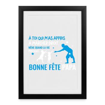 Bonne fete papa bleu ciel - Affiche encadrée (27 × 37 cm) - noir - Devant