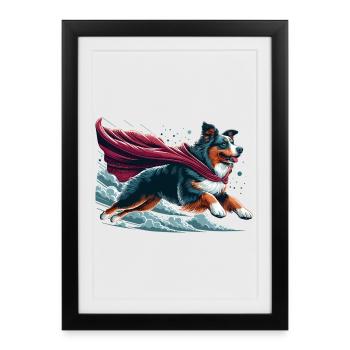 Super chien berger australien Sheppie cadeau - Affiche encadrée (27 × 37 cm) - noir - Devant