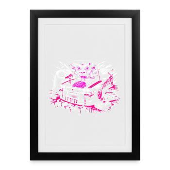 Neon Monster Car Graffiti Design - Affiche encadrée (27 × 37 cm) - noir - Devant