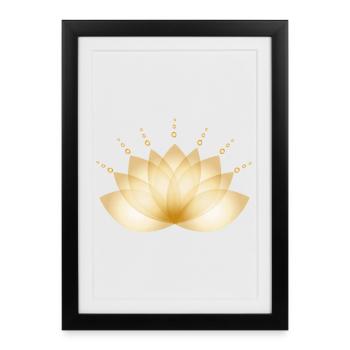 Fleur dorée stylisée de manière transparente - Affiche encadrée (27 × 37 cm) - noir - Devant