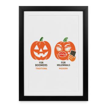 Expressive Halloween Pumpkin Designs - Framed poster (27 × 37 cm) - black - Front