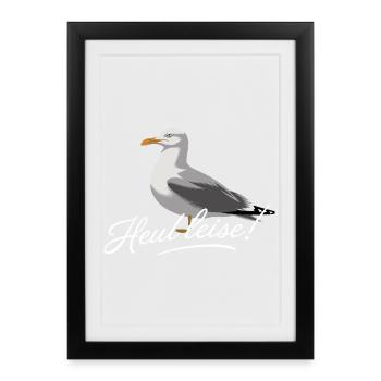 hurler tranquillement mouette mer du nord humour côtier dicton - Affiche encadrée (27 × 37 cm) - noir - Devant