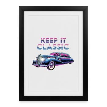 Vintage Limousine Neon Design - Framed poster (27 × 37 cm) - black - Front