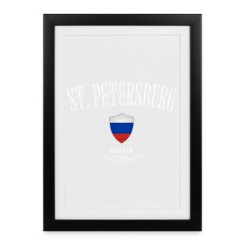 J’aime Saint-Pétersbourg, Saint-Pétersbourg Russie - Affiche encadrée (27 × 37 cm) - noir - Devant