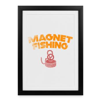Aimant de pêche en néodyme pour pêcheur magnétique - Affiche encadrée (27 × 37 cm) - noir - Devant