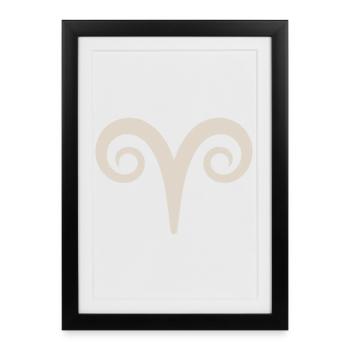 Bélier Symbole du zodiaque Bélier Horoscope Bélier - Affiche encadrée (27 × 37 cm) - noir - Devant