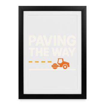 Équipe de construction routière Équipe béton bitumineux - Affiche encadrée (27 × 37 cm) - noir - Devant