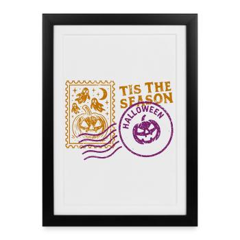 Citrouille d'Halloween effrayante avec des fantômes - Affiche encadrée (27 × 37 cm) - noir - Devant