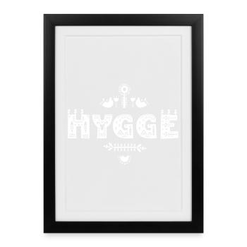 Hygge Typographie Art populaire - Affiche encadrée (27 × 37 cm) - noir - Devant