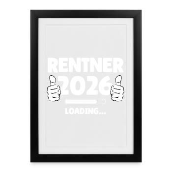 Retraité 2026 avec design pouce vers le haut - Affiche encadrée (27 × 37 cm) - noir - Devant