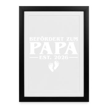 Promu à papa 2026 Annoncer la grossesse - Affiche encadrée (27 × 37 cm) - noir - Devant