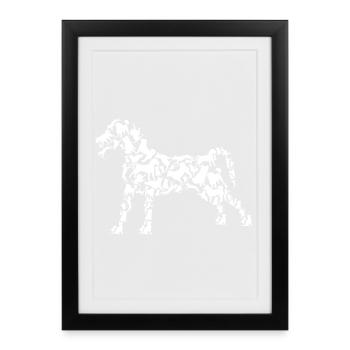 Hund Zeichnung - Gerahmtes Poster (27 × 37 cm) - Schwarz - Vorne