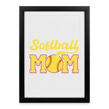 Softball Mom Retro Logo - Framed poster (27 × 37 cm) - black - Front