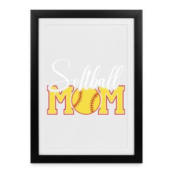 Softball Mom Emblem - Framed poster (27 × 37 cm) - black - Front