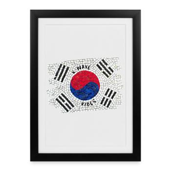 K-Wave Vibes Korea Flag Mosaic Design - Framed poster (27 × 37 cm) - black - Front