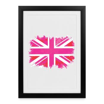 Union Jack rose - Affiche encadrée (27 × 37 cm) - noir - Devant