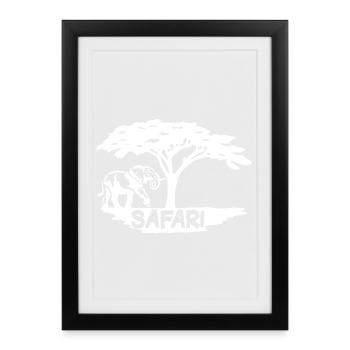 Safari et éléphant blanc - Affiche encadrée (27 × 37 cm) - noir - Devant