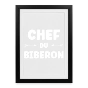 Chef du Biberon - Humour Parentale - Affiche encadrée (27 × 37 cm) - noir - Devant