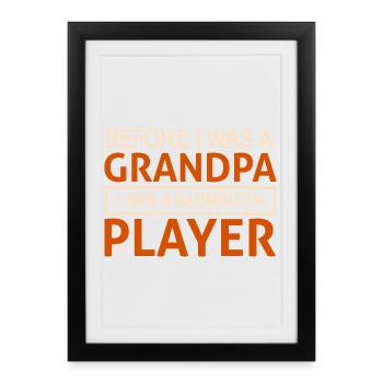 Badminton Papi - Affiche encadrée (27 × 37 cm) - noir - Devant