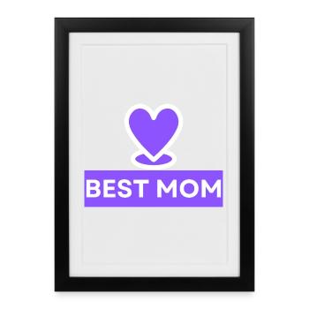 Meilleur emblème de cœur de maman - Affiche encadrée (27 × 37 cm) - noir - Devant