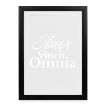 Amor Vincit Omnia Script - Framed poster (27 × 37 cm) - black - Front