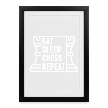 Eat Sleep Chess Repeat - Framed poster (27 × 37 cm) - black - Front