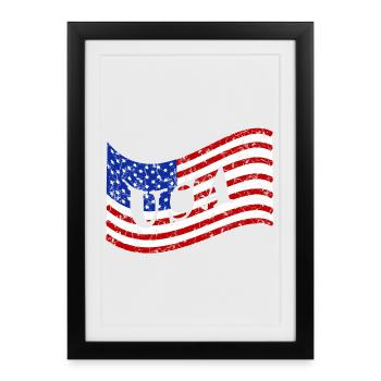 Drapeau des États-Unis - Affiche encadrée (27 × 37 cm) - noir - Devant