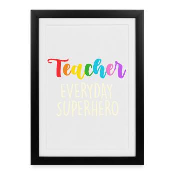 Teacher Everyday Superhero Design - Framed poster (27 × 37 cm) - black - Front