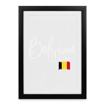 Racines belges, j’adore la Belgique - Affiche encadrée (27 × 37 cm) - noir - Devant