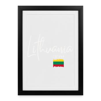 Racines lituaniennes, drapeau de la Lituanie - Affiche encadrée (27 × 37 cm) - noir - Devant