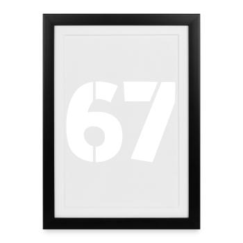 Fun 67 Zahl 6-7 6 7 Sechs Sieben - Gerahmtes Poster (27 × 37 cm) - Schwarz - Vorne