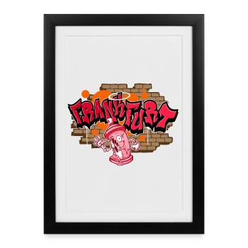 Frankfurt Graffiti - Gerahmtes Poster (27 × 37 cm) - Schwarz - Vorne