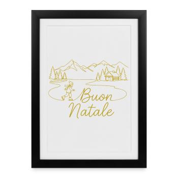 Paysage hivernal de Buon Natale hivernal - Affiche encadrée (27 × 37 cm) - noir - Devant
