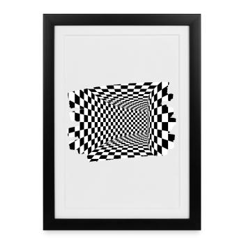 Tunnel Carreaux Optique - Affiche encadrée (27 × 37 cm) - noir - Devant