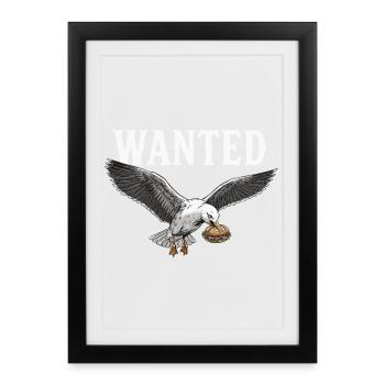 Wanted Fish Roll Seagull - Framed poster (27 × 37 cm) - black - Front