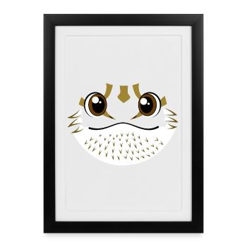 Lézard reptile de compagnie de Dragon barbu à visage de dessin animé - Affiche encadrée (27 × 37 cm) - noir - Devant