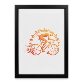 Cycliste - Affiche encadrée (27 × 37 cm) - noir - Devant