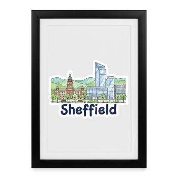 Art de la tour des arts de l’hôtel de ville de Sheffield - Affiche encadrée (27 × 37 cm) - noir - Devant
