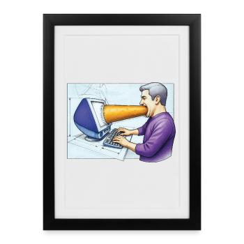 COMPUTER ADDICT MAN - geek & scifi - Affiche encadrée (27 × 37 cm) - noir - Devant
