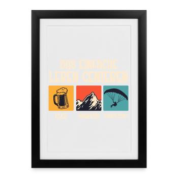 Paraglider ENJOY THE SIMPLE LIFE Funny - Framed poster (27 × 37 cm) - black - Front