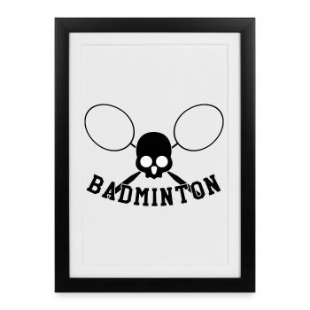 Badminton - Sport - Racket - Framed poster (27 × 37 cm) - black - Front