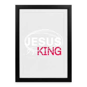 Jesus King Bold Typography - Framed poster (27 × 37 cm) - black - Front
