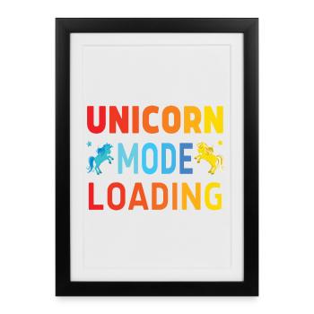 Chargement en mode licorne - Affiche encadrée (27 × 37 cm) - noir - Devant