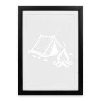Tent Campfire Camping - Framed poster (27 × 37 cm) - black - Front