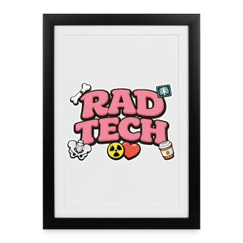 Rad Tech Radiologie Humour Design Médical - Affiche encadrée (27 × 37 cm) - noir - Devant