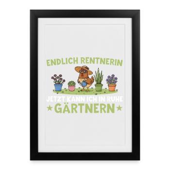 Pensionnaire. Maintenant je peux jardiner en paix - Affiche encadrée (27 × 37 cm) - noir - Devant