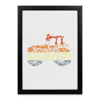 Silhouette de tracteur rétro - Affiche encadrée (27 × 37 cm) - noir - Devant