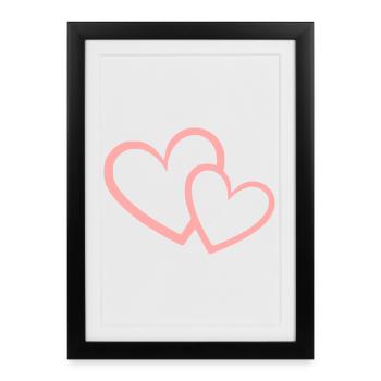 Valentines Pink Heart, Valentine's Day - Framed poster (27 × 37 cm) - black - Front
